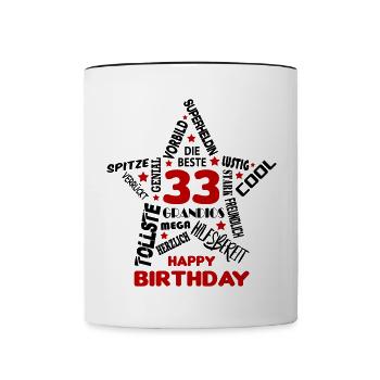 Geburtstag Frau 33 Happy Birthday Wife Women Best - Tasse zweifarbig - Weiß/Schwarz - Vorne