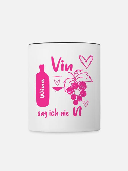 Wein Liebhaber - Tasse zweifarbig - Weiß/Schwarz