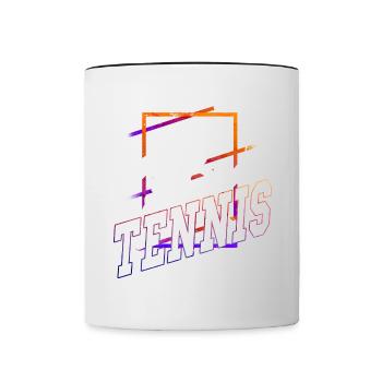 Tennis Tennis Player Ball Sport Vintage Retro - Contrasting Mug - white/black - Front