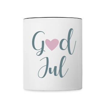 God Jul Heart Handwriting Swedish Xmas - Contrasting Mug - white/black - Front
