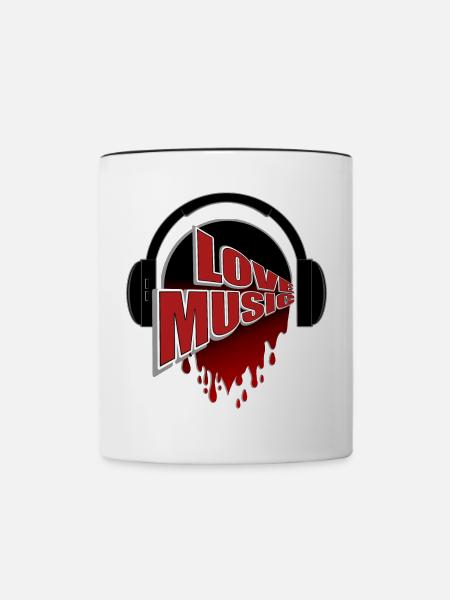 Liebe Musik Kopfhörer Herzblut - Tasse zweifarbig - Weiß/Schwarz