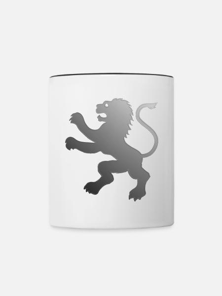 Lion embossed | Wappentier - Tasse zweifarbig - Weiß/Schwarz