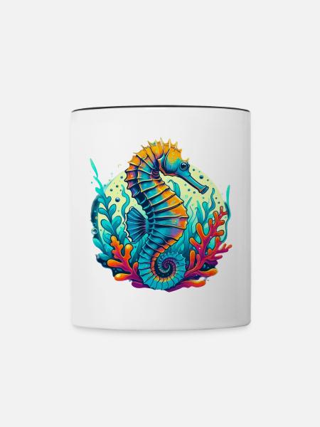 Seepferdchen - Tasse zweifarbig - Weiß/Schwarz