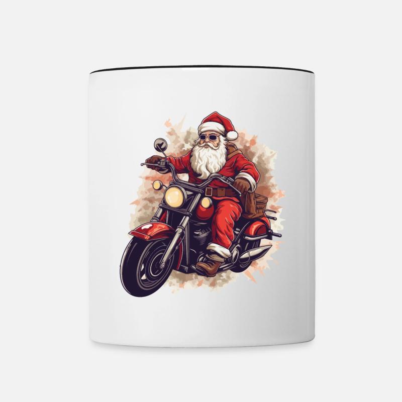 Père Noël Lunettes de soleil moto Noël - Mug contrasté - blanc/noir
