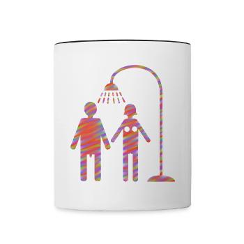  unter der Dusche Duschen - Tasse zweifarbig - Weiß/Schwarz - Vorne
