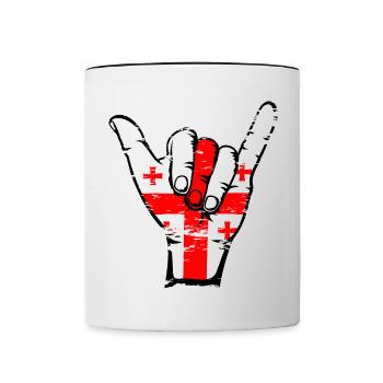 Symbole de surf du drapeau de la Géorgie utilisé - Mug contrasté - blanc/noir - Devant
