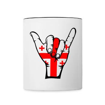 Icône de surf du drapeau de la Géorgie - Mug contrasté - blanc/noir - Devant