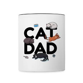 Cat Dad - Cat Cat man Daddy Kitty Meow - Contrasting Mug - white/black - Front