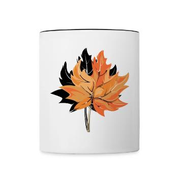 Feuille d’érable automne automne symbole logo signe - Mug contrasté - blanc/noir - Devant