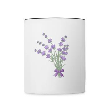 Bouquet de lavande - Mug contrasté - blanc/noir - Devant