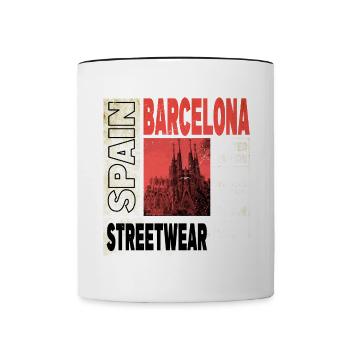 Barcelona Spain City Skyline Holiday Summer - Contrasting Mug - white/black - Front