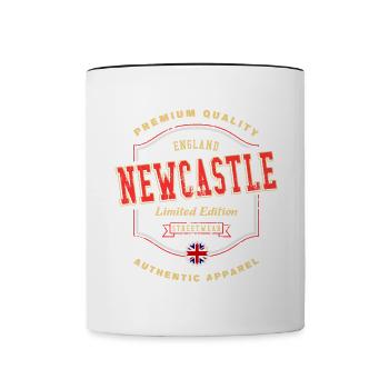 Newcastle England UK City Font Vintage Retro - Contrasting Mug - white/black - Front