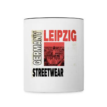 Leipzig Allemagne Ville Skyline Accueil Amour - Mug contrasté - blanc/noir - Devant