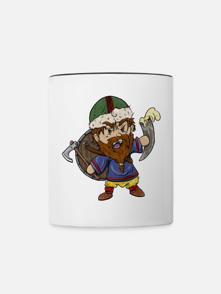 Cartoon Viking  - Tasse zweifarbig - Weiß/Schwarz