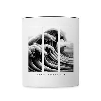 Große Welle - Befreie dich selbst - Tasse zweifarbig - Weiß/Schwarz - Vorne