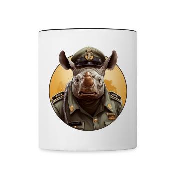 Police des rhinocéros - Mug contrasté - blanc/noir - Devant