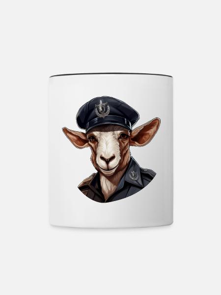 Ziegen Polizei - Tasse zweifarbig - Weiß/Schwarz