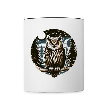 Eule Greifvogel Vogel Uhu Kauz - Tasse zweifarbig - Weiß/Schwarz - Vorne