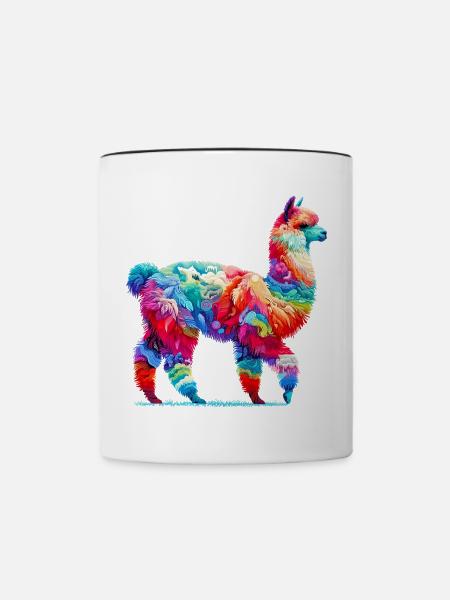 Alpaka - Tasse zweifarbig - Weiß/Schwarz