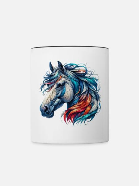 Pferd - Tasse zweifarbig - Weiß/Schwarz