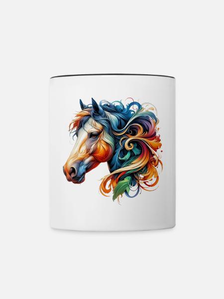 Pferd - Tasse zweifarbig - Weiß/Schwarz