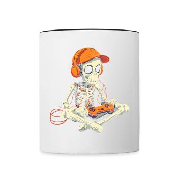 Skelett Halloween Gamer Gaming Junge Kinder Boy - Tasse zweifarbig - Weiß/Schwarz - Vorne