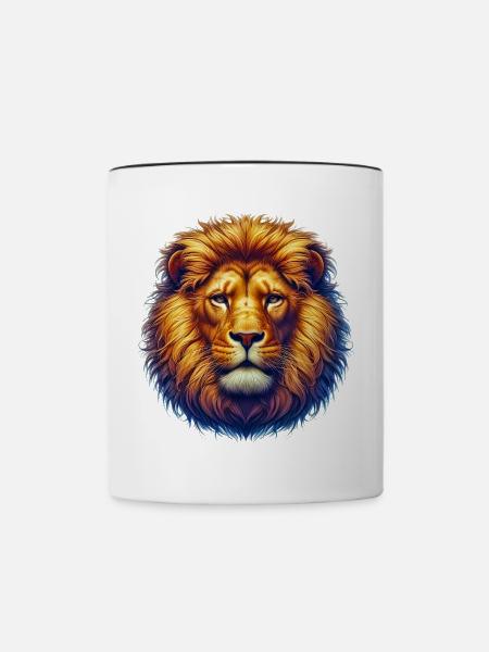 Löwe - Tasse zweifarbig - Weiß/Schwarz