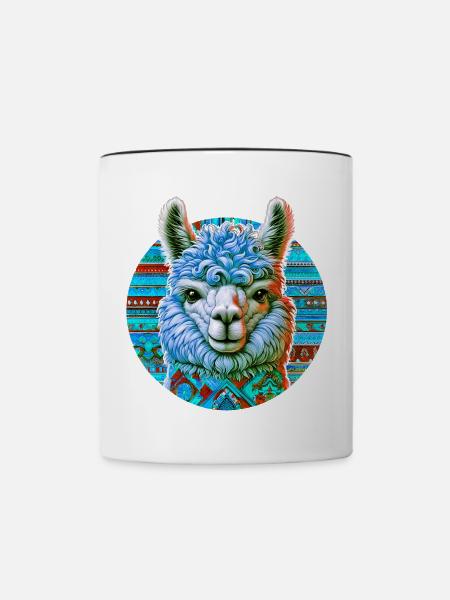 Alpaka - Tasse zweifarbig - Weiß/Schwarz