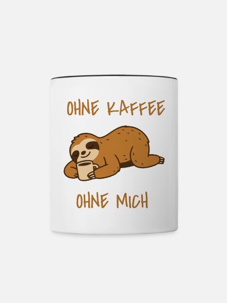 Faultier Ohne Kaffee ohne mich - Tasse zweifarbig - Weiß/Schwarz
