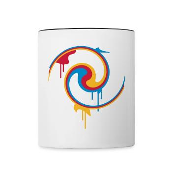 Bunte Farbspirale mit Graffiti-Stil - Tasse zweifarbig - Weiß/Schwarz - Vorne