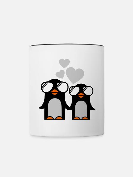 penguins fallen in love - pinguine - Tasse zweifarbig - Weiß/Schwarz