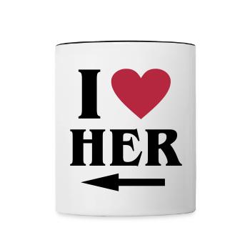 i-love-her.eps - Tasse zweifarbig - Weiß/Schwarz - Vorne