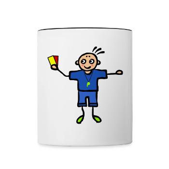 Football Referee Red and Yellow Card - Contrasting Mug - white/black - Front