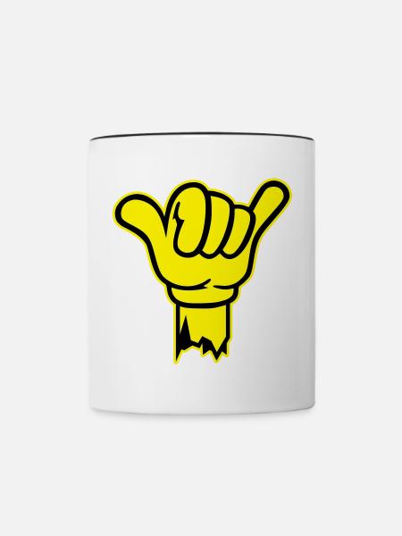 hand shaka finger - Tasse zweifarbig - Weiß/Schwarz