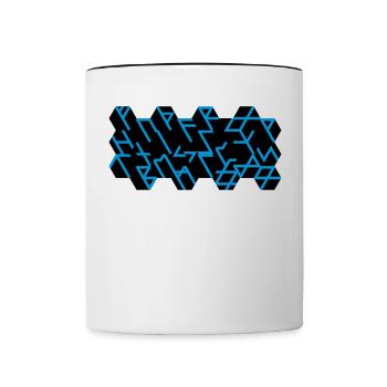 Quantum Runes Futhark 0 ©, linéaire, cellules,2-colorées - Mug contrasté - blanc/noir - Devant