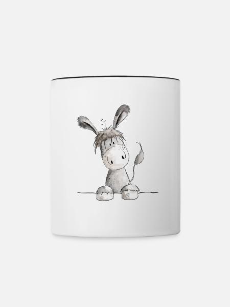 Fröhlicher Esel - Tier - Tasse zweifarbig - Weiß/Schwarz
