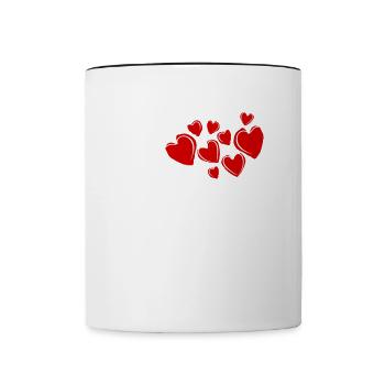 Paris Herzen Liebe Schrift Frankreich Stadt Kunst - Tasse zweifarbig - Weiß/Schwarz - Vorne