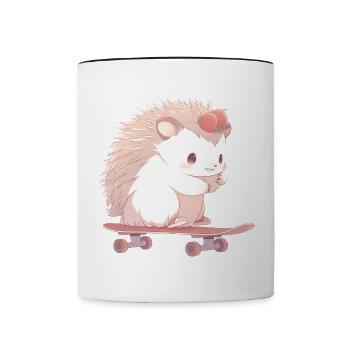 Süßer Igel skatet - Tasse zweifarbig - Weiß/Schwarz - Vorne