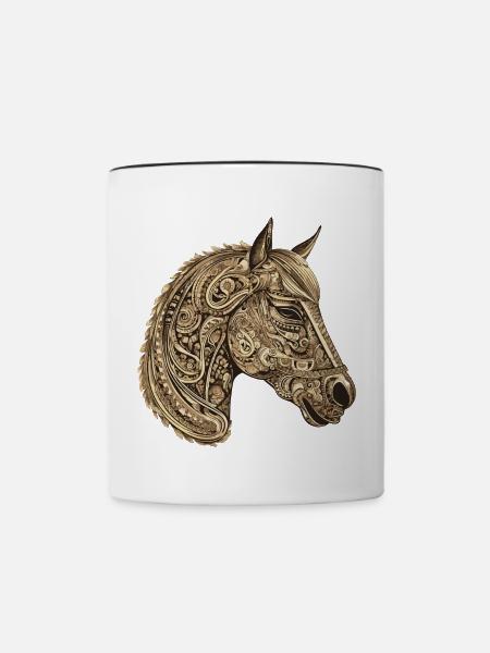 Pferd Portrait - Tasse zweifarbig - Weiß/Schwarz