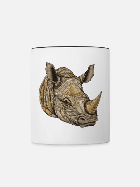 Nashorn Portrait - Tasse zweifarbig - Weiß/Schwarz