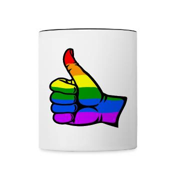 rainbow color flag hand all clear icon - Contrasting Mug - white/black - Front