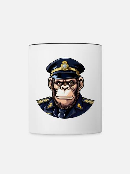 Schimpansen Polizist - Tasse zweifarbig - Weiß/Schwarz
