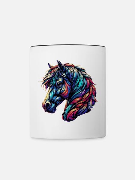 Pferd - Tasse zweifarbig - Weiß/Schwarz