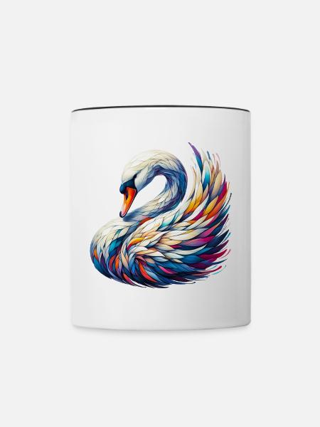 Schwan - Tasse zweifarbig - Weiß/Schwarz