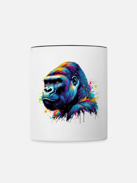 Gorilla - Tasse zweifarbig - Weiß/Schwarz