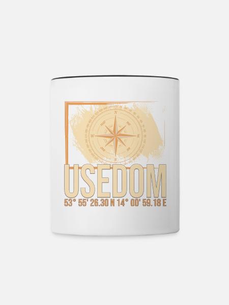 Usedom Koordinaten - Tasse zweifarbig - Weiß/Schwarz