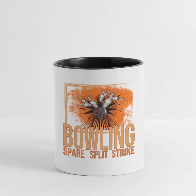 Bowling - Spare - Split - Strike Tasse zweifarbig