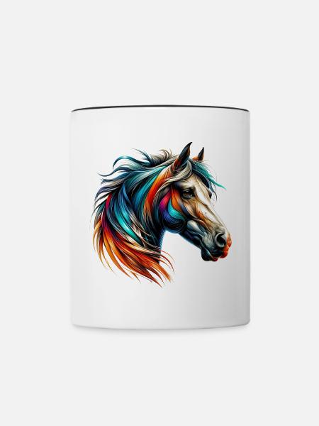 Pferd - Tasse zweifarbig - Weiß/Schwarz