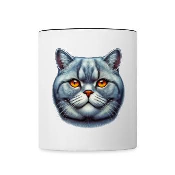 Britisch Kurzhaar Katze - Tasse zweifarbig - Weiß/Schwarz - Vorne