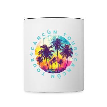 Visite des palmiers de Cancún - Mug contrasté - blanc/noir - Devant